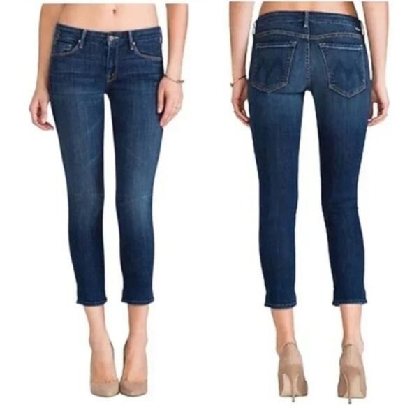 MOTHER Denim Looker Crop Skinny Jeans in FLOWERS FROM THE STORM 24 - Picture 1 of 9
